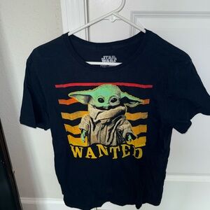 Star Wars "Baby Yoda Wanted" Black Graphic Tee
